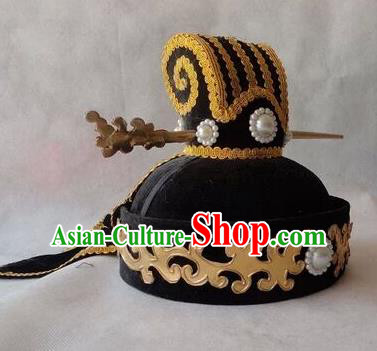 Chinese Traditional Handmade Qin Dynasty Hat Ancient Drama Minister Headwear for Men