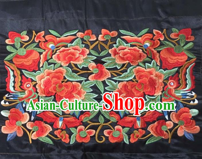 Chinese Traditional Embroidery Cloth Accessories National Embroidered Red Peony Dress Patch