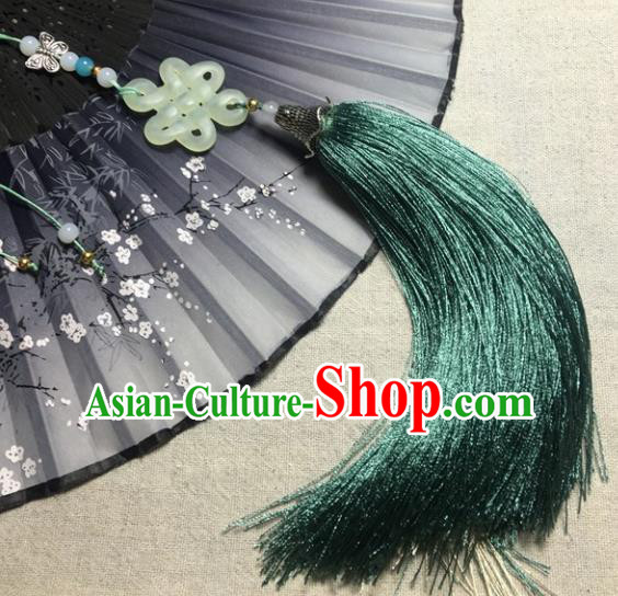Traditional Chinese Hanfu Jade Carving Knot Waist Accessories Palace Green Tassel Pendant Ancient Swordsman Brooch