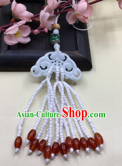 Chinese Traditional Handmade Jade Brooch Tassel Pendant Ancient Princess Waist Accessories