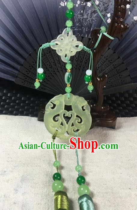 Traditional Chinese Hanfu Jade Carving Phoenix Waist Accessories Palace Tassel Pendant Ancient Swordsman Brooch