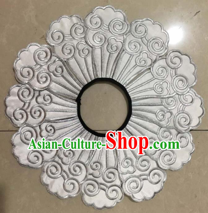 Chinese Traditional Embroidery Shoulder Accessories National White Embroidered Cloud Patch