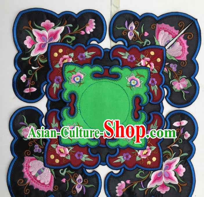 Chinese Traditional Embroidery Phoenix Black Shoulder Accessories National Embroidered Cloud Patch