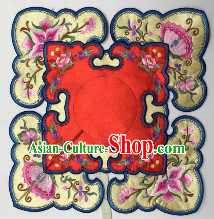 Chinese Traditional Embroidery Flowers Red and Yellow Shoulder Accessories National Embroidered Cloud Patch