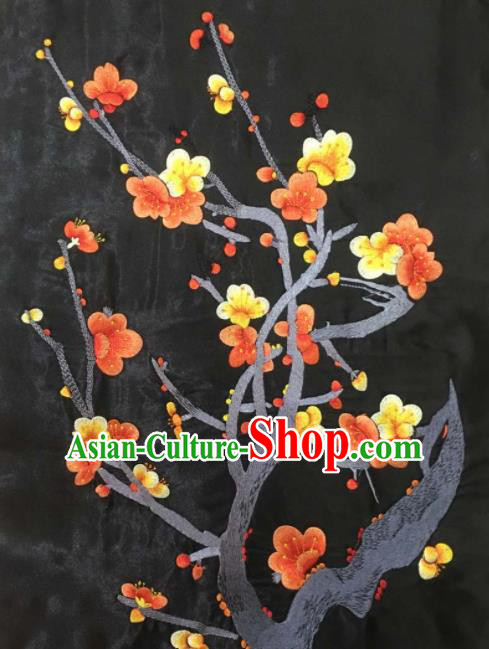 Chinese Traditional National Embroidered Plum Blossom Black Applique Dress Patch Embroidery Cloth Accessories
