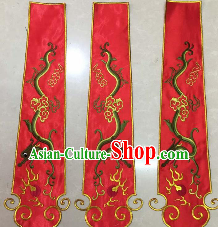 Chinese Traditional National Embroidered Cloud Dragon Red Applique Dress Patch Embroidery Cloth Accessories