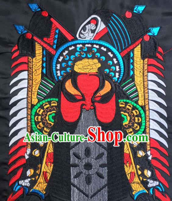 Chinese Traditional National Embroidered Beijing Opera Zhang Fei Facial Masks Applique Dress Patch Embroidery Cloth Accessories