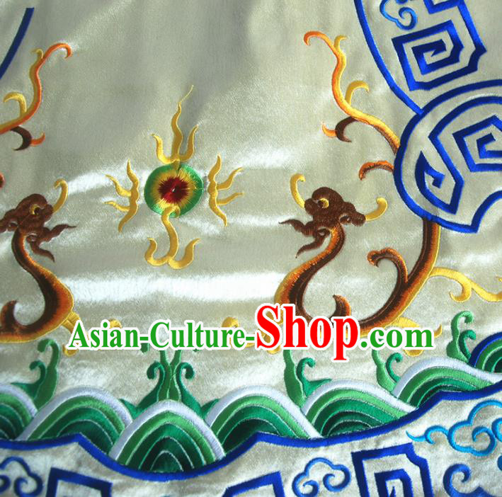 Chinese Traditional Embroidered Double Dragons Yellow Applique National Dress Patch Embroidery Cloth Accessories