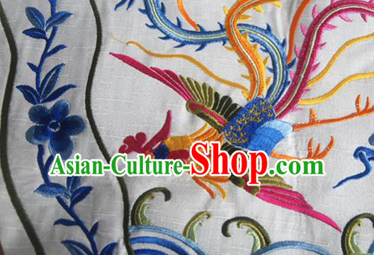 Chinese Traditional Embroidered Phoenix White Applique National Dress Patch Embroidery Cloth Accessories