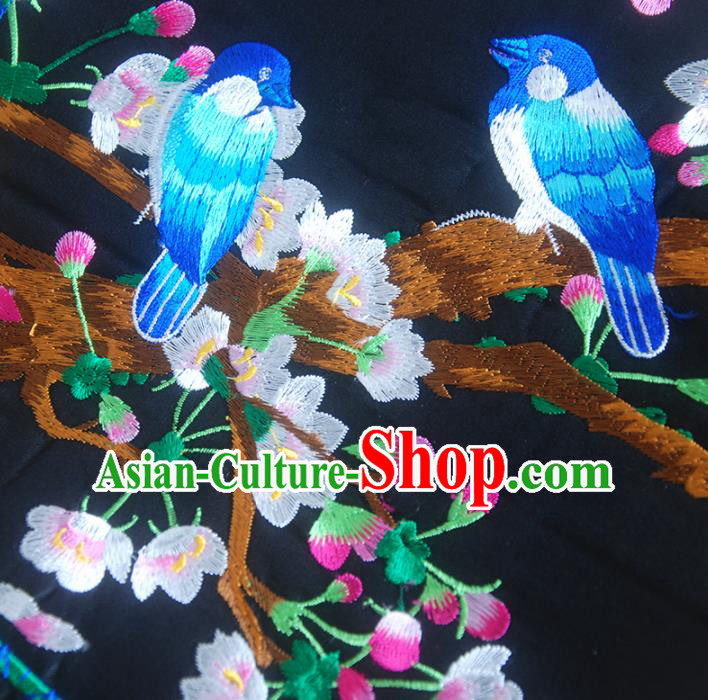 Chinese Traditional Embroidered Plum Birds Applique National Dress Patch Embroidery Cloth Accessories