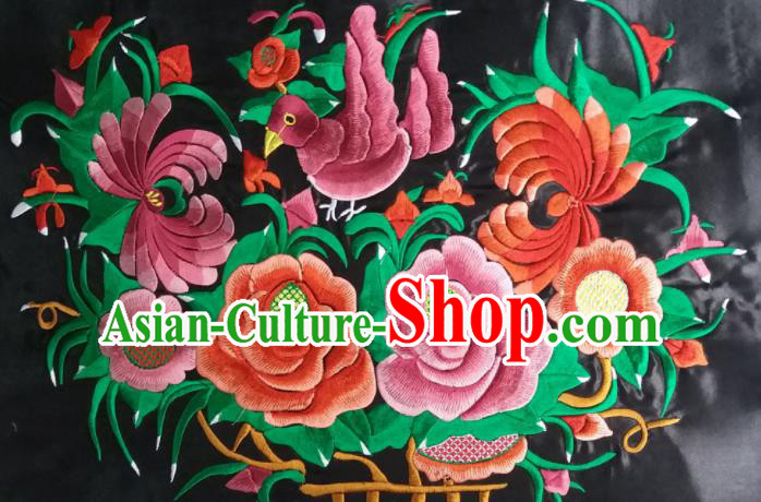 Chinese Traditional Embroidered Red Chrysanthemum Peony Applique National Dress Patch Embroidery Cloth Accessories