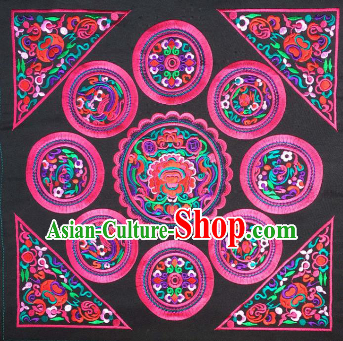 Chinese Traditional Embroidered Rosy Applique National Dress Patch Embroidery Cloth Accessories