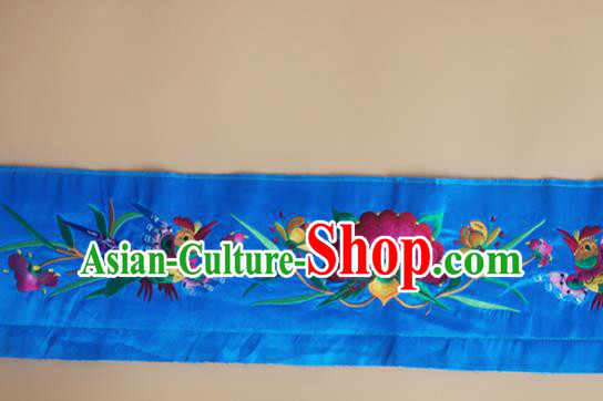 Chinese Traditional National Embroidered Phoenix Peony Blue Strap Applique Dress Patch Embroidery Cloth Accessories