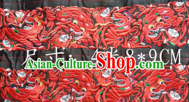 Chinese Traditional Red Embroidered Applique National Dress Patch Embroidery Cloth Accessories