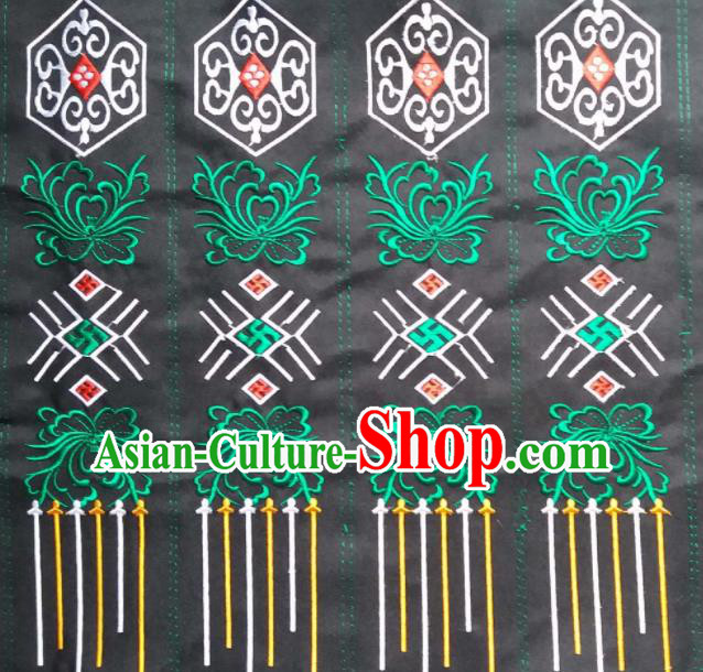 Chinese Traditional Embroidered Black Strap Applique National Dress Patch Embroidery Cloth Accessories