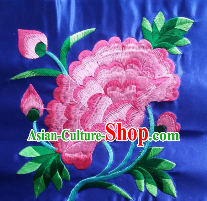 Chinese Traditional Embroidered Pink Flower Applique National Dress Patch Embroidery Cloth Accessories