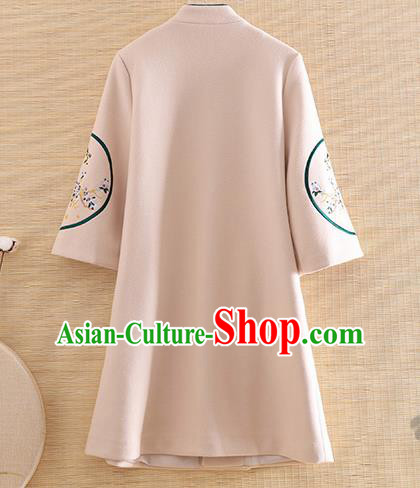 Chinese Traditional Woollen Coat National Costume Qipao Upper Outer Garment for Women