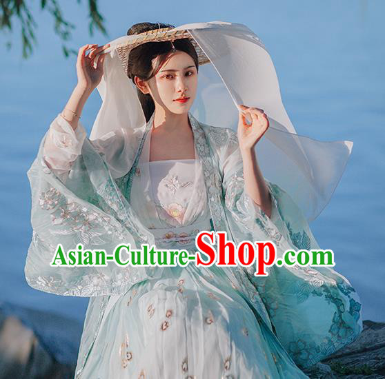 Traditional Chinese Tang Dynasty Nobility Lady Green Hanfu Dress Ancient Royal Princess Historical Costumes for Women