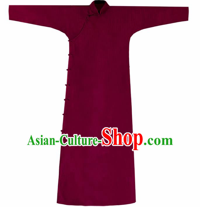 Traditional Chinese Winter Wine Red Corduroy Qipao Dress National Tang Suit Cheongsam Costume for Women