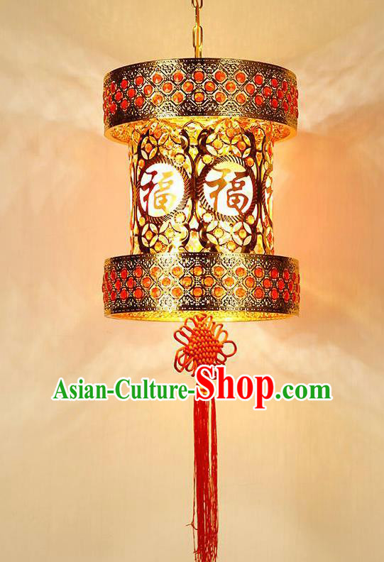 Chinese Traditional New Year Iron Red Palace Lantern Handmade Hanging Lantern Asian Ceiling Lanterns Ancient Lamp