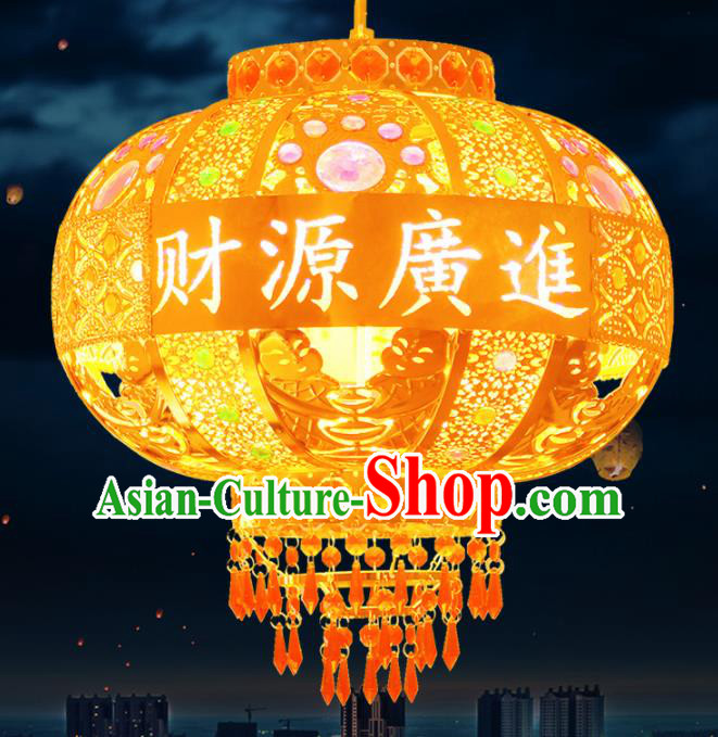 Chinese Traditional New Year Iron Round Palace Lantern Handmade Hanging Lantern Asian Ceiling Lanterns Ancient Lamp