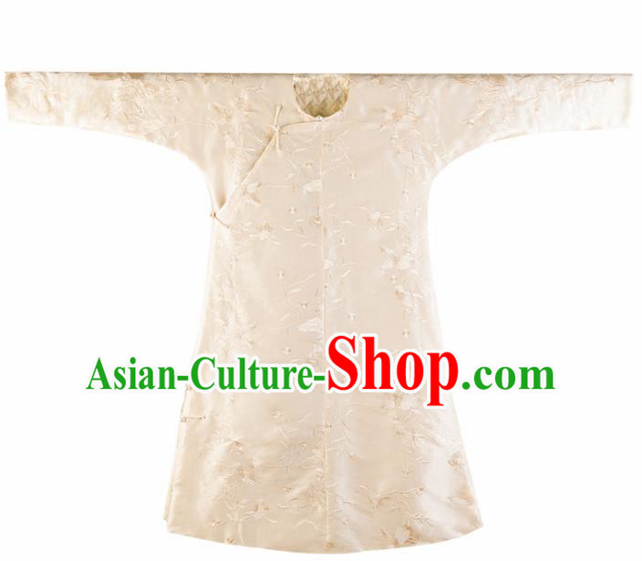 Traditional Chinese Winter Beige Silk Qipao Dress National Tang Suit Cheongsam Costume for Women