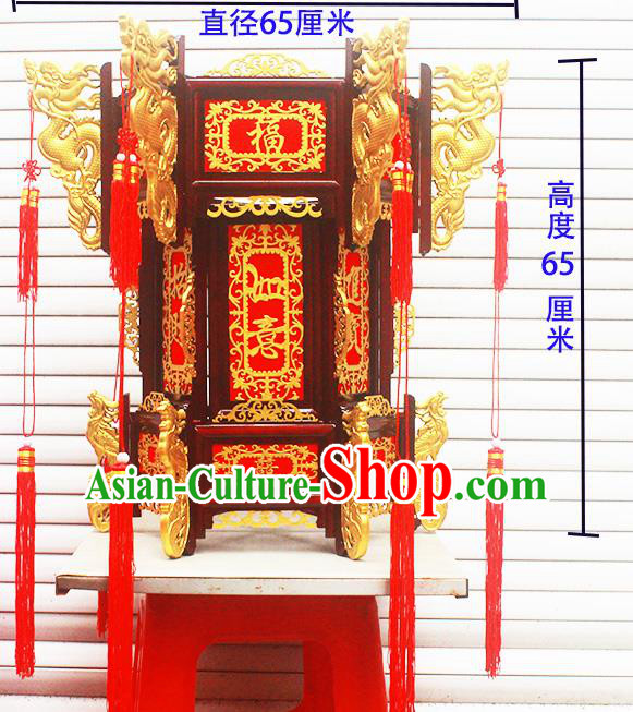 Chinese Traditional New Year Golden Dragon Wood Palace Lantern Asian Handmade Lantern Ancient Lamp