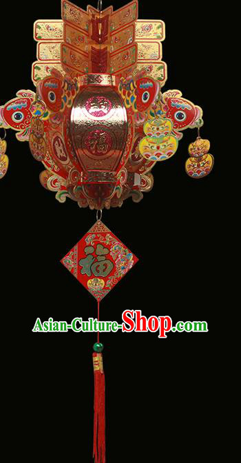 Chinese Traditional Handmade Paper Carving Carps Palace Lantern Asian New Year Lantern Ancient Lamp