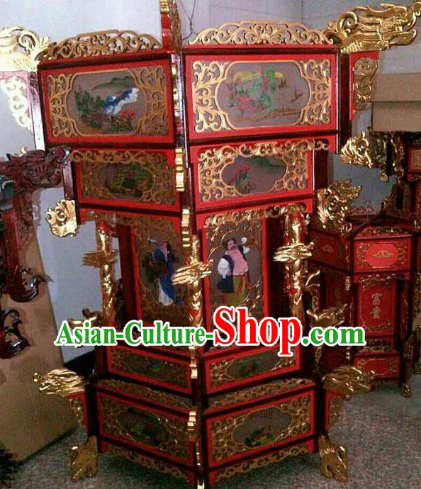 Chinese Traditional Handmade Carving Eight Immortals Wood Palace Lantern Asian New Year Lantern Ancient Ceiling Lamp