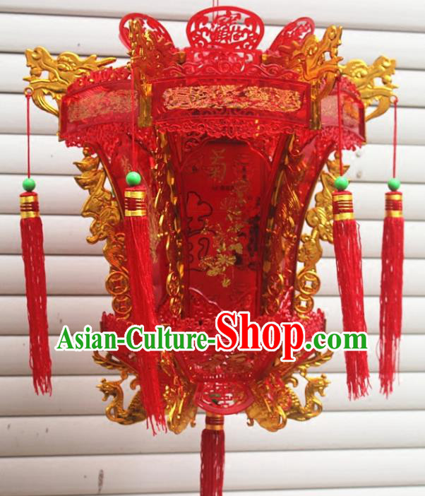 Chinese Traditional Handmade Wedding Red Palace Lantern Asian New Year Lantern Ancient Ceiling Lamp