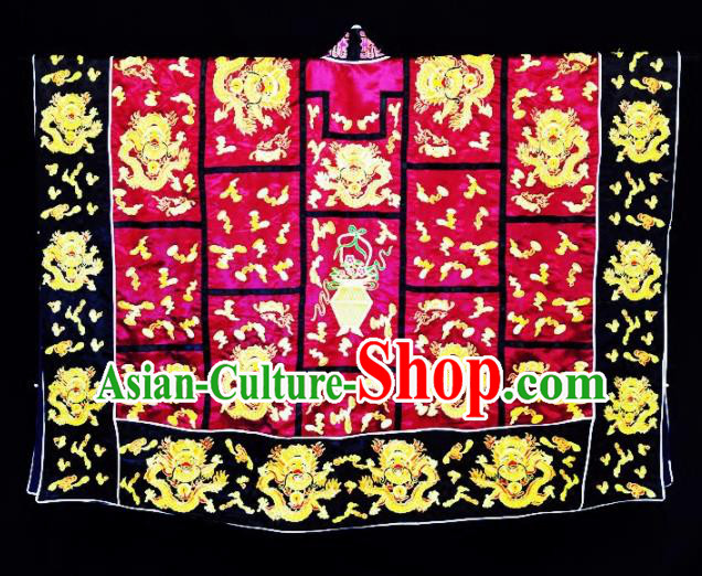 Chinese Ancient Taoist Priest Embroidered Dragon Wine Red Cassocks Traditional Taoism Vestment Costume