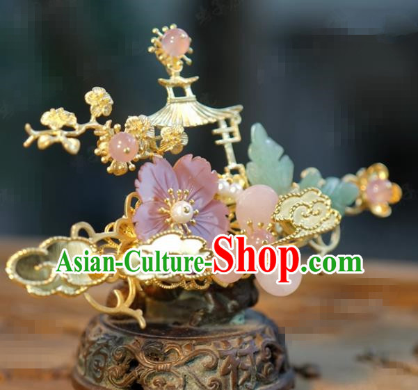 Traditional Chinese Handmade Court Golden Cloud Hairpins Hair Accessories Ancient Hanfu Hair Clip for Women