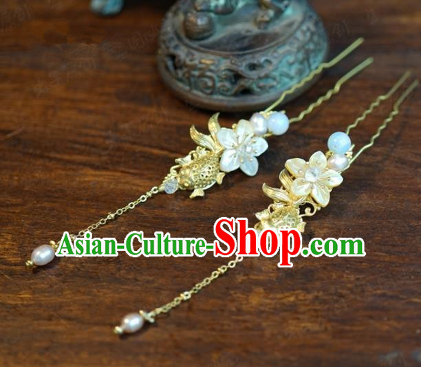 Traditional Chinese Handmade Court Goldfish Plum Hairpins Hair Accessories Ancient Queen Hanfu Hair Clip for Women