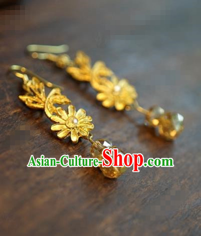 Traditional Chinese Handmade Court Golden Ear Accessories Ancient Princess Earrings for Women
