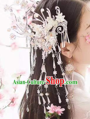 Traditional Chinese Ancient Bride Luxury Tassel Hair Clip Handmade Hanfu Court Queen Hairpins Hair Accessories for Women