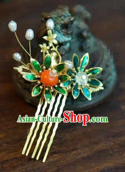 Traditional Chinese Handmade Court Persimmon Hairpins Hair Accessories Ancient Queen Hanfu Hair Comb for Women