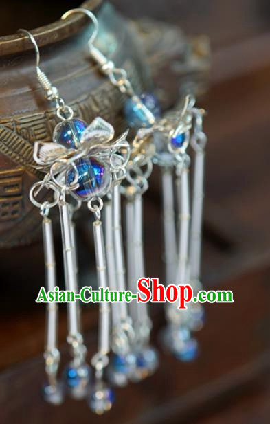 Traditional Chinese Handmade Court Tassel Ear Accessories Ancient Princess Earrings for Women