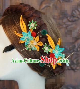 Traditional Chinese Ancient Bride Winter Jasmine Hair Clip Hanfu Court Queen Hairpins Handmade Hair Accessories for Women