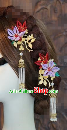 Traditional Chinese Ancient Bride Winter Jasmine Tassel Hair Clip Hanfu Court Queen Hairpins Handmade Hair Accessories for Women