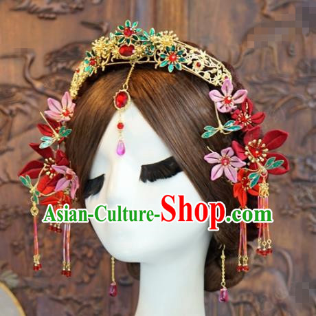 Traditional Chinese Wedding Hair Accessories Luxury Hair Crown Ancient Bride Hairpins Complete Set for Women