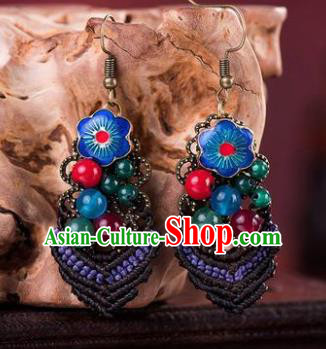 Traditional Chinese Classical Blueing Earrings Handmade Court Ear Accessories for Women