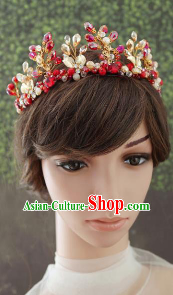 Handmade Baroque Princess Red Royal Crown Children Hair Clasp Hair Accessories for Kids