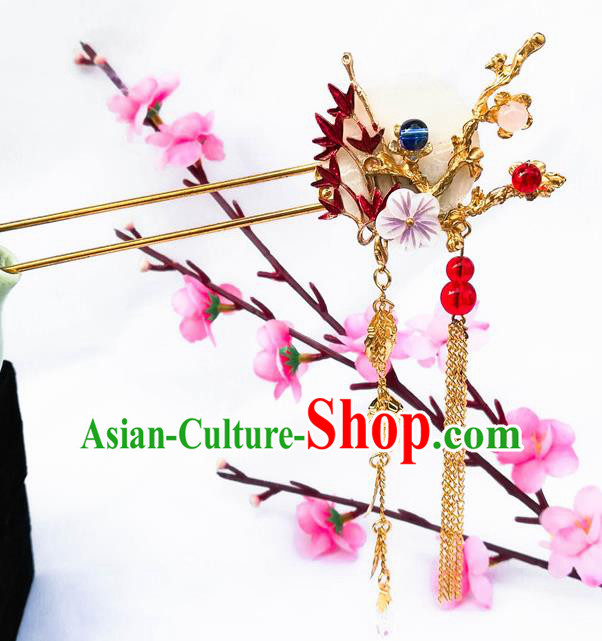 Traditional Chinese Hanfu Moon Plum Hair Clip Ancient Court Princess Hairpins Hair Accessories for Women