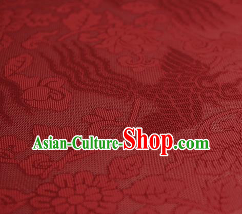 Traditional Chinese Classical Phoenix Flowers Pattern Red Silk Fabric Ancient Hanfu Dress Silk Cloth
