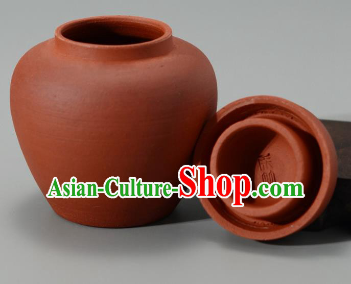 Traditional Chinese Handmade Zisha Tea Caddy Ashtray Red Clay Pottery Artware Tea Canister