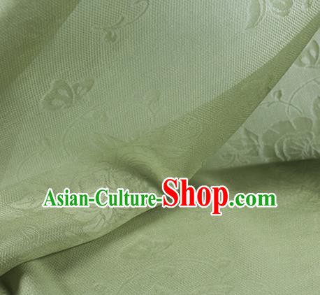 Traditional Chinese Classical Peony Butterfly Pattern Light Green Silk Fabric Ancient Hanfu Dress Silk Cloth