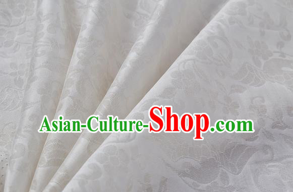 Traditional Chinese Classical Flower Birds Pattern Design White Silk Fabric Ancient Hanfu Dress Silk Cloth