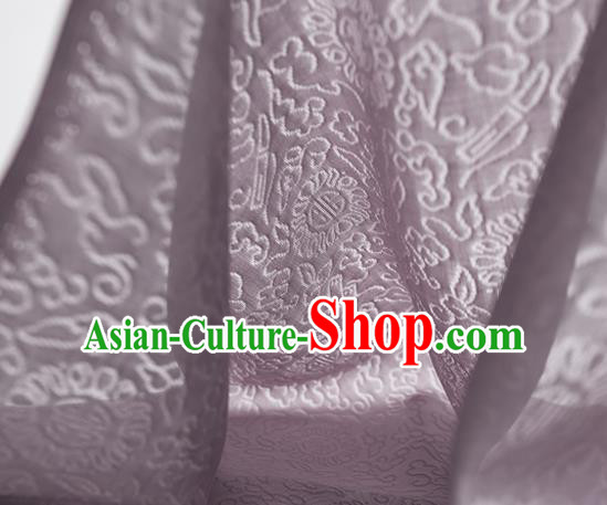 Traditional Chinese Classical Auspicious Pattern Design Light Purple Silk Fabric Ancient Hanfu Dress Silk Cloth