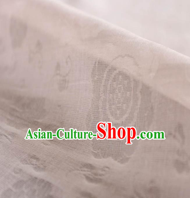 Traditional Chinese Classical Round Flowers Pattern Design White Silk Fabric Ancient Hanfu Dress Silk Cloth