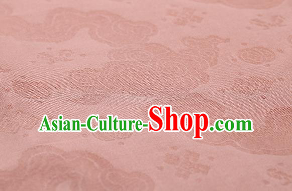 Traditional Chinese Classical Auspicious Cloud Pattern Design Pink Silk Fabric Ancient Hanfu Dress Silk Cloth